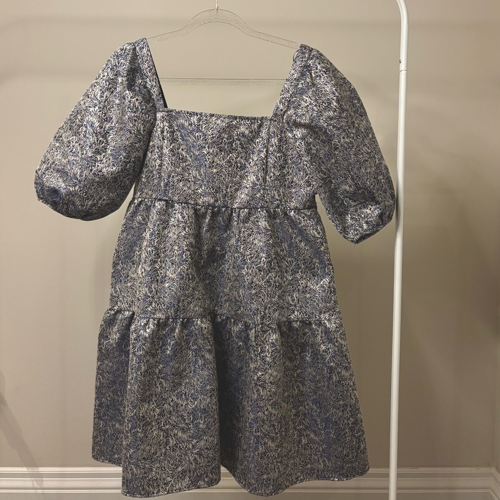 Moon River Blue Floral Casual Dress